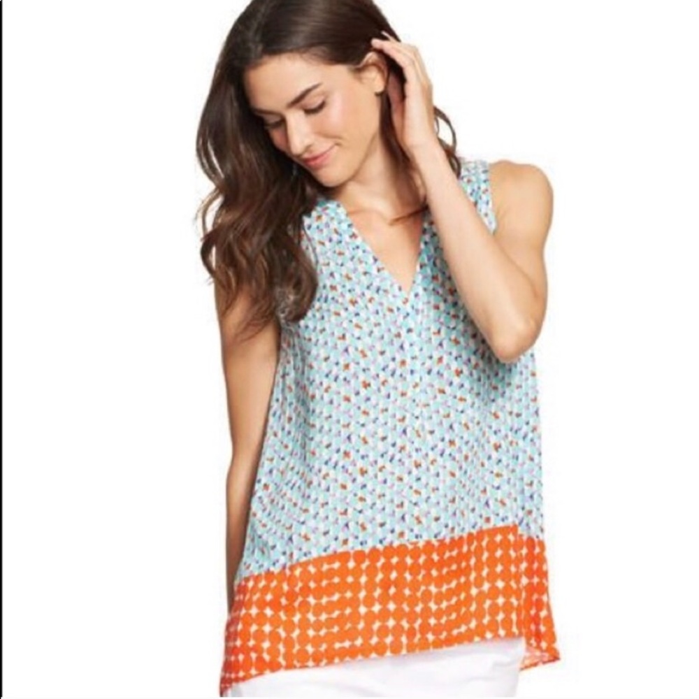 [Boden] Mult Colored Printed Hotchpotch Hi-Low Top